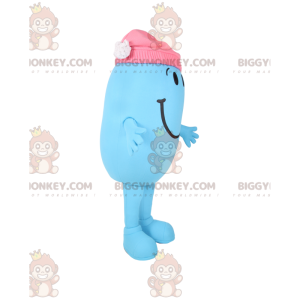 Kostým maskota BIGGYMONKEY™ Malý modrý oválný muž s růžovou