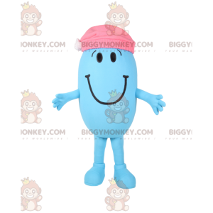 BIGGYMONKEY™ Mascot Costume Small Blue Oval Man With Pink