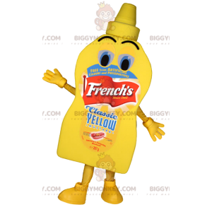 Costume de mascotte BIGGYMONKEY™ de pot de moutarde. Costume de