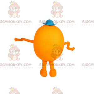 Στολή μασκότ BIGGYMONKEY™, στρογγυλός κίτρινος άντρας με μακριά