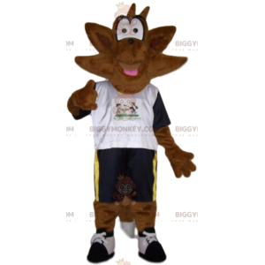Brauner Igel BIGGYMONKEY™ Maskottchenkostüm in Sportbekleidung