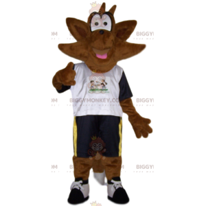 Brown Hedgehog BIGGYMONKEY™ Mascot Costume In Sportswear -