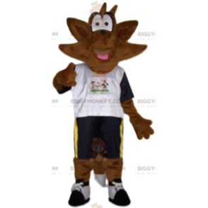 Brown Hedgehog BIGGYMONKEY™ Mascot Costume In Sportswear -