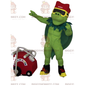Muscle Green Hero BIGGYMONKEY™ Mascot Costume with Green Cape -