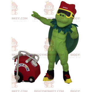 Muscle Green Hero BIGGYMONKEY™ Mascot Costume with Green Cape –