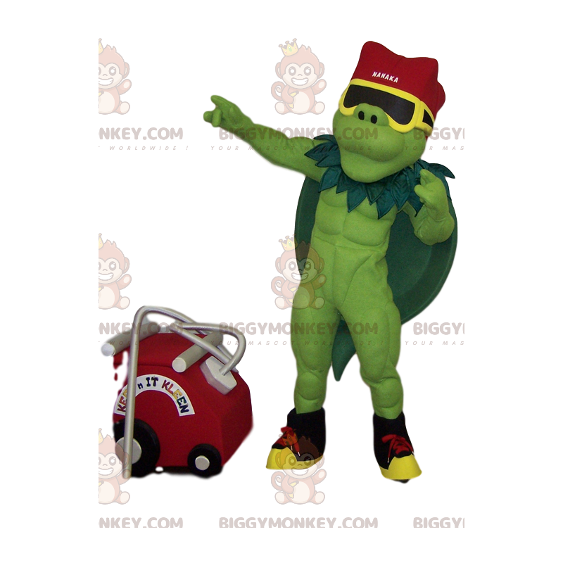 Disfraz de mascota Muscle Green Hero BIGGYMONKEY™ con capa