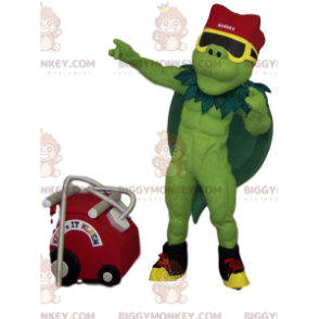 Disfraz de mascota Muscle Green Hero BIGGYMONKEY™ con capa