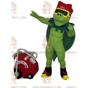 Muscle Green Hero BIGGYMONKEY™ mascottekostuum met groene cape