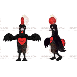 Kostým maskota Black Chicken BIGGYMONKEY™ s krásným červeným