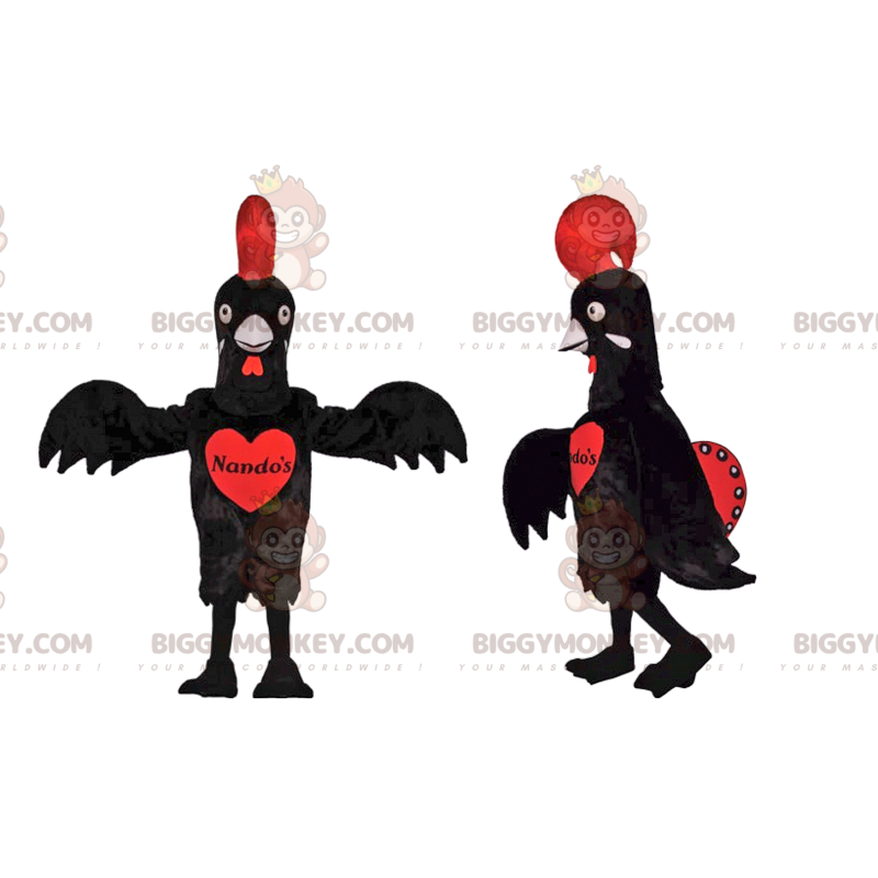 Costume da mascotte pollo nero BIGGYMONKEY™ con bellissimo Costume da mascotte pollo nero BIGGYMONKEY™ con bellissimo