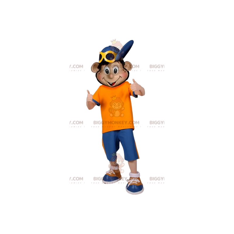 Boy BIGGYMONKEY™ Mascot Costume In Sportswear With Cap -