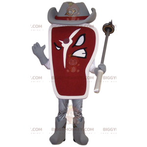 Costume de mascotte BIGGYMONKEY™ de morceau de viande avec un