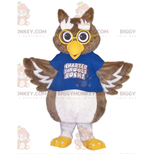 Owls BIGGYMONKEY™ Mascot Costume with Blue Shirt and Glasses -