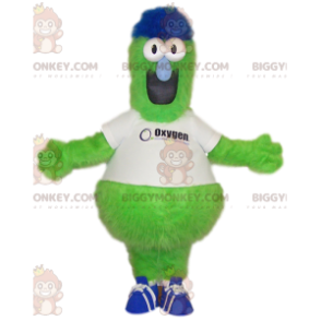 Roligt neongrönt monster BIGGYMONKEY™ maskotdräkt med vit tröja - Monster maskot - BIGGYMONKEY_012347 - BiggyMonkey.com