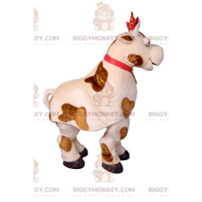 Traje de mascote de vaca BIGGYMONKEY™ com laço de bolinhas