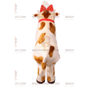 BIGGYMONKEY™ Kuh-Maskottchen-Kostüm mit rot gepunkteter