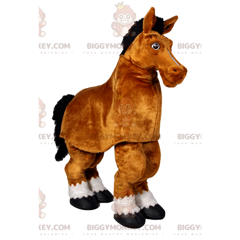 Disfraz de mascota BIGGYMONKEY™ de caballo marrón. Disfraz de caballo marrón