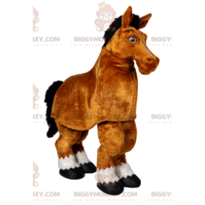 Brun häst BIGGYMONKEY™ maskotdräkt. Brun hästdräkt -