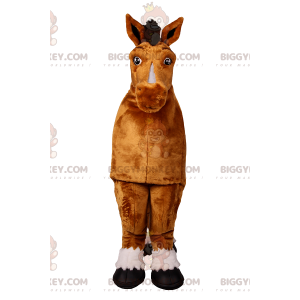 Brun häst BIGGYMONKEY™ maskotdräkt. Brun hästdräkt -