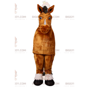 Brun häst BIGGYMONKEY™ maskotdräkt. Brun hästdräkt -