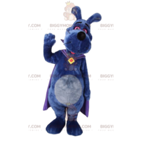 Koiran BIGGYMONKEY™ maskottiasu violetilla viitalla. koiran