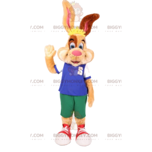 Bunny BIGGYMONKEY™ mascottekostuum in sportkleding.