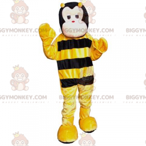 Bonito disfraz de mascota de abeja negra y amarilla