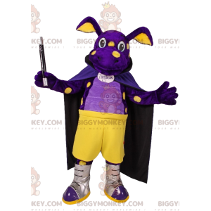 Purple Pig BIGGYMONKEY™ Mascot Costume with Cape and Magic Wand