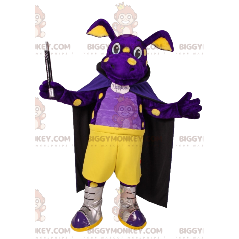 Traje de mascote de porco roxo BIGGYMONKEY™ com capa e varinha Traje de mascote de porco roxo BIGGYMONKEY™ com capa e varinha