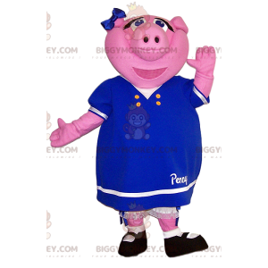 Disfraz de mascota BIGGYMONKEY™ de cerda rosa con lindo vestido
