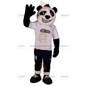 Fato de mascote BIGGYMONKEY™ de panda em roupa desportiva.