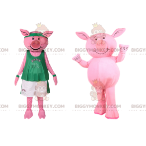  Disfraz de mascota Pig BIGGYMONKEY™ en ropa deportiva. disfraz de cerdo - Mascotas de cerdo - BiggyMonkey.com