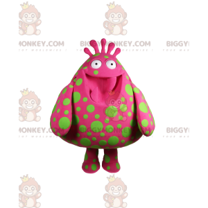 BIGGYMONKEY™ Maskotdräkt Big Blob Fuchsia med gröna prickar -