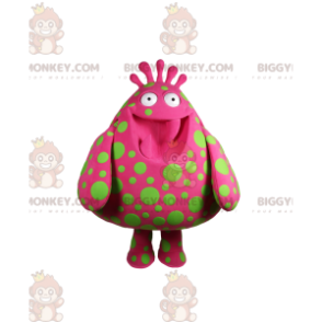 BIGGYMONKEY™ Maskotdräkt Big Blob Fuchsia med gröna prickar -