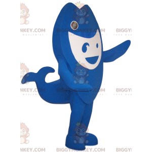 Blue and White Calf BIGGYMONKEY™ Mascot Costume. whale costume
