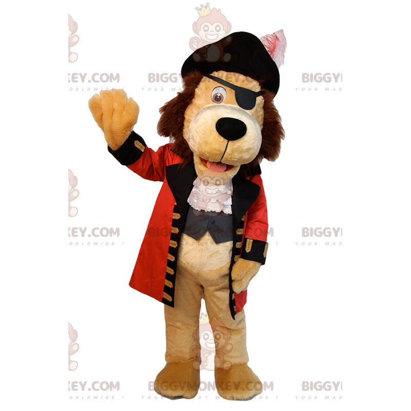 BIGGYMONKEY™ maskotkostume af løve i piratdragt. løve kostume - BIGGYMONKEY™ maskotkostume af løve i piratdragt. løve kostume -