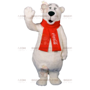 Στολή μασκότ BIGGYMONKEY™ Polar Bear με κόκκινο κασκόλ - Μασκότ αρκούδας - BIGGYMONKEY_012372 - BiggyMonkey.com