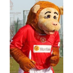 BIGGYMONKEY™ Mascot Costume Beige and Orange Monkey In