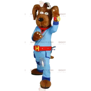 BIGGYMONKEY™ Hunde-Maskottchen-Kostüm in blauer