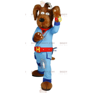 Costume de mascotte BIGGYMONKEY™ de chien en tenue de travail