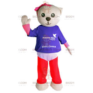 BIGGYMONKEY™ mascot costume of a cream little bear with a