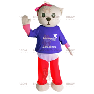 Maskotka BIGGYMONKEY™ z kremowego misia z ładną różową