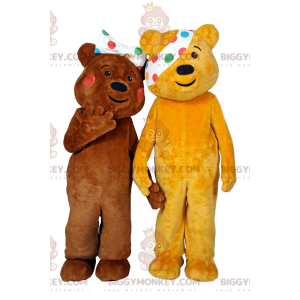 BIGGYMONKEY™ costume da mascotte di orso giallo con benda.