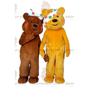 BIGGYMONKEY™ Maskottchenkostüm gelber Bär mit Bandage. Gelbes