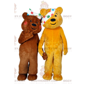 BIGGYMONKEY™ mascot costume of yellow bear with bandage. yellow bear costume - Bear mascot - BiggyMonkey.com