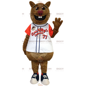 BIGGYMONKEY™ Mascot Costume Brown Rat Sports Jersey. disfraz de