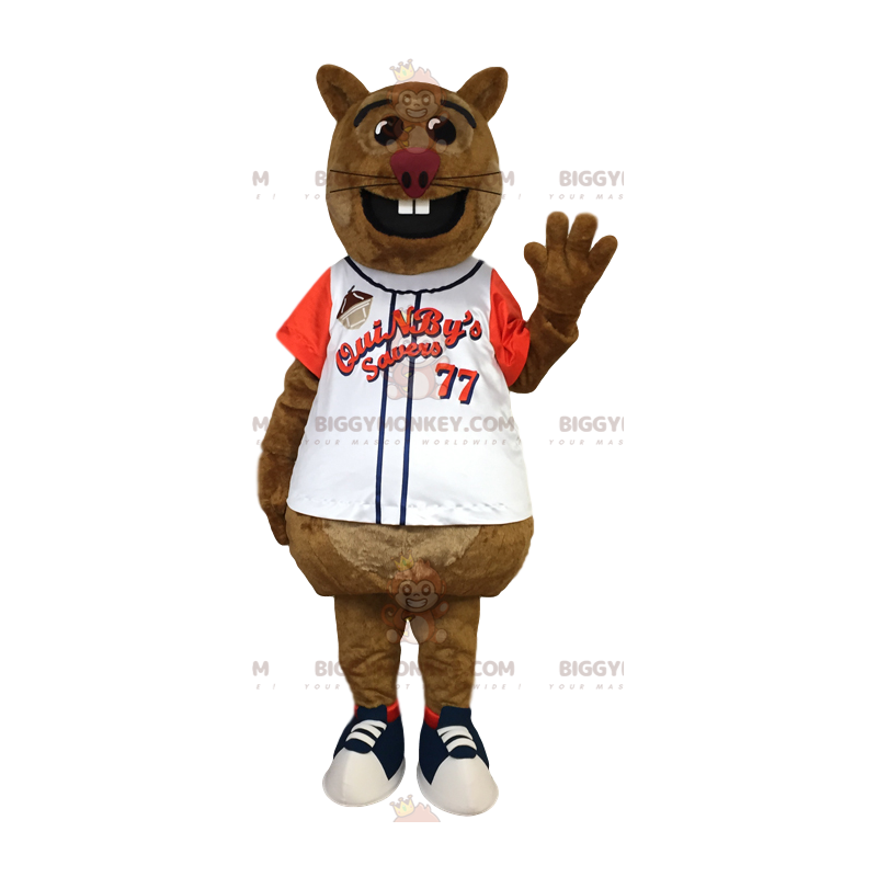 BIGGYMONKEY™ Mascot Costume Brown Rat Sports Jersey. disfraz de