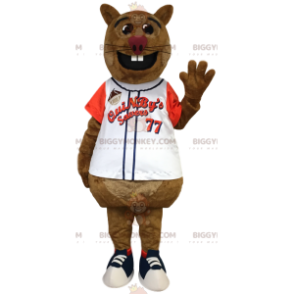 BIGGYMONKEY™ Mascot Costume Brown Rat Sports Jersey. rat