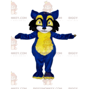 Kostým maskota modré a žluté kočky BIGGYMONKEY™. kostým kočky - Kočičí maskoti - BIGGYMONKEY_012384 - BiggyMonkey.com