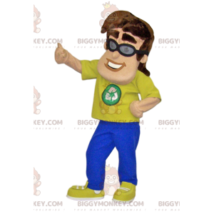 Ανδρική στολή μασκότ BIGGYMONKEY™ με κίτρινο μπλουζάκι και